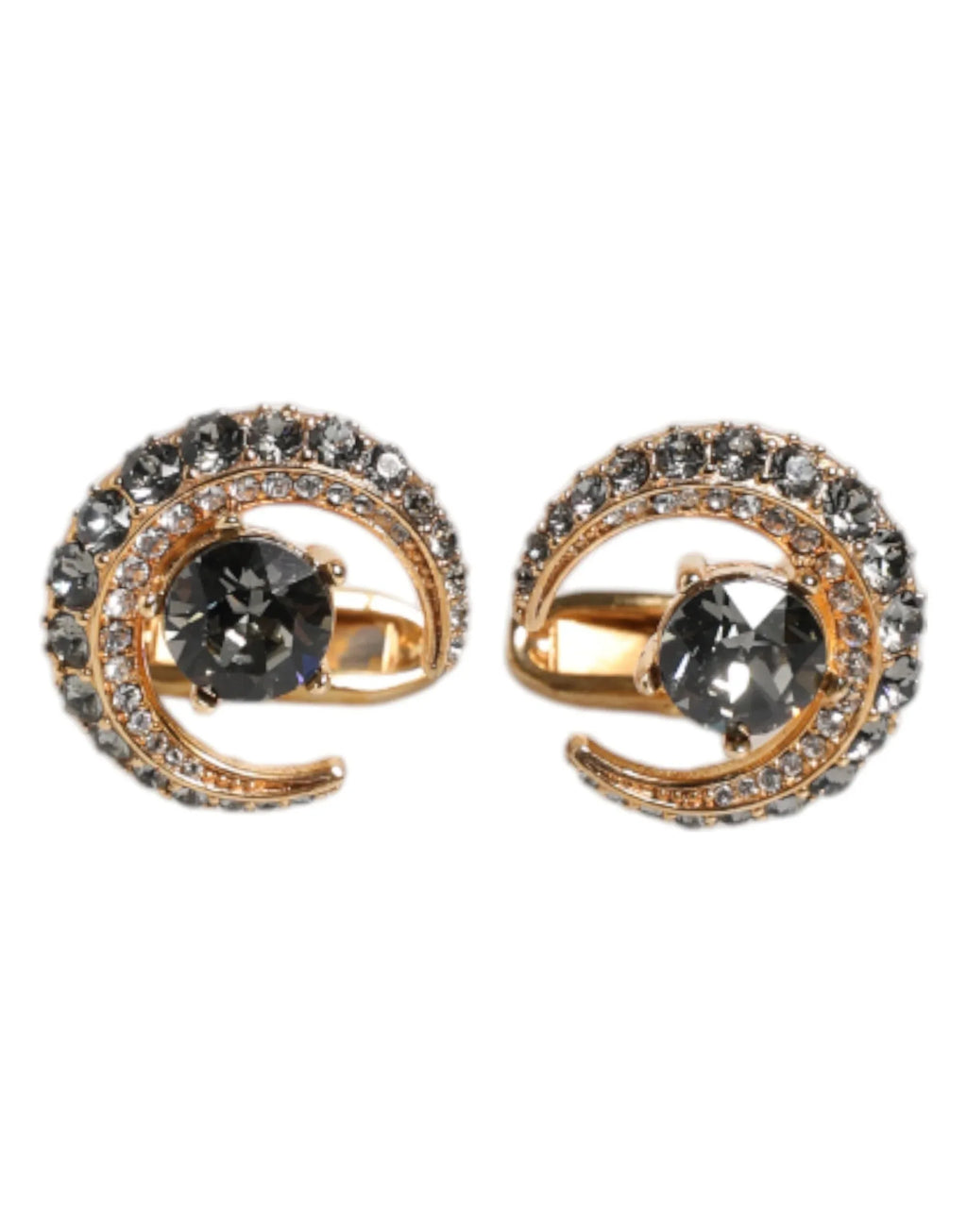 Dolce & Gabbana Brass Gold Black Crystal Luna Cufflink - Zeiniez