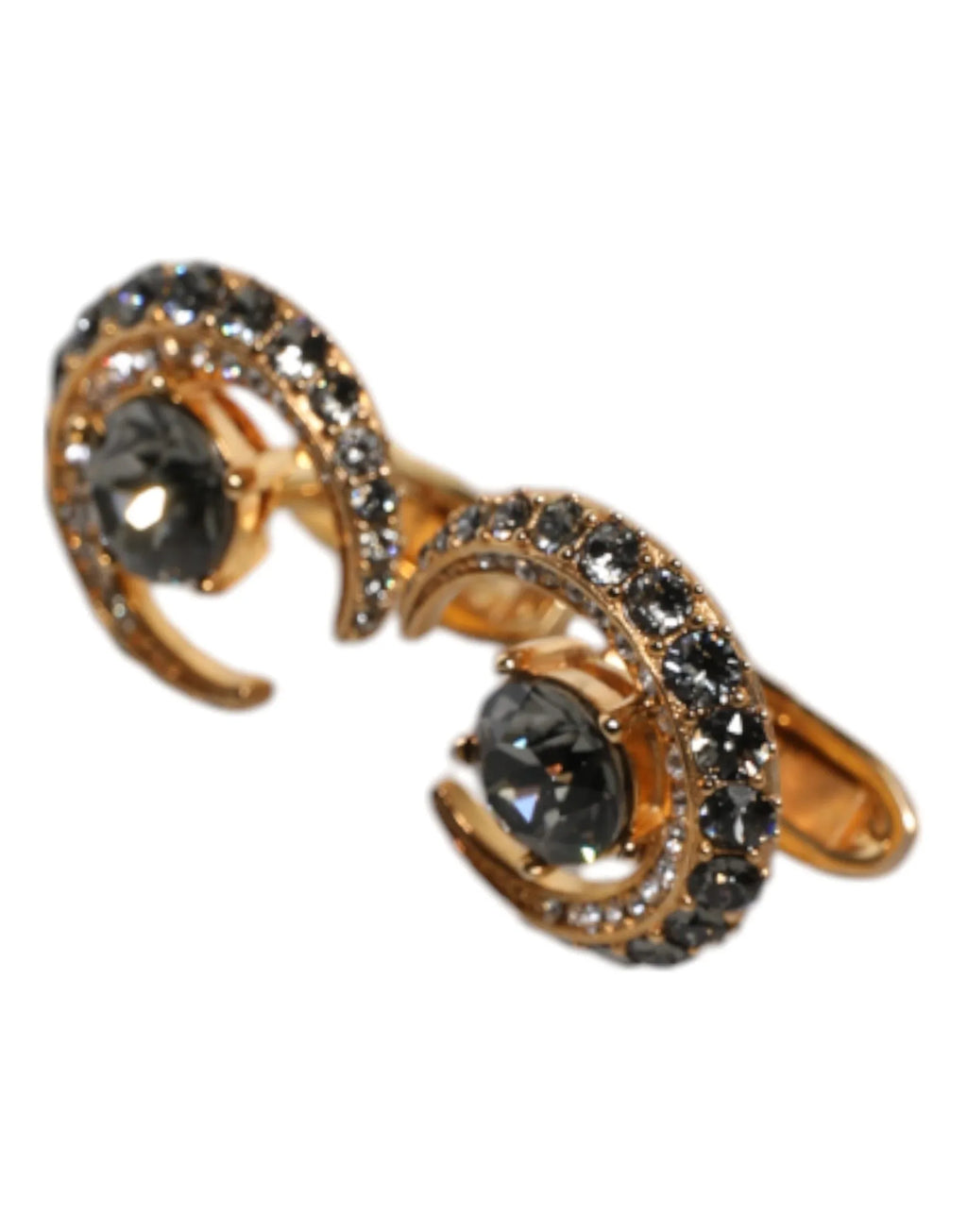 Dolce & Gabbana Brass Gold Black Crystal Luna Cufflink - Zeiniez