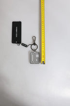 Dolce & Gabbana Gray Black DG Rubber Logo Silver Men's Keychain Keyring - Zeiniez
