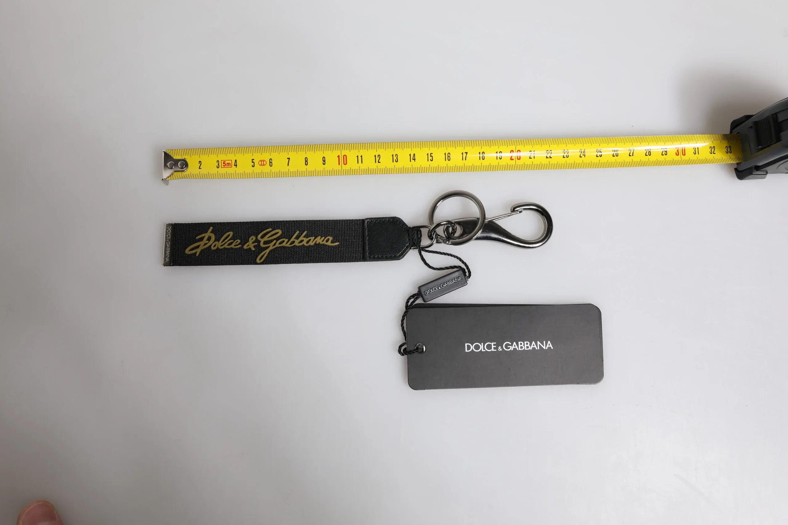 Dolce & Gabbana Black Logo Nylon Silver Brass Men Holder Keychain Keyring - Zeiniez