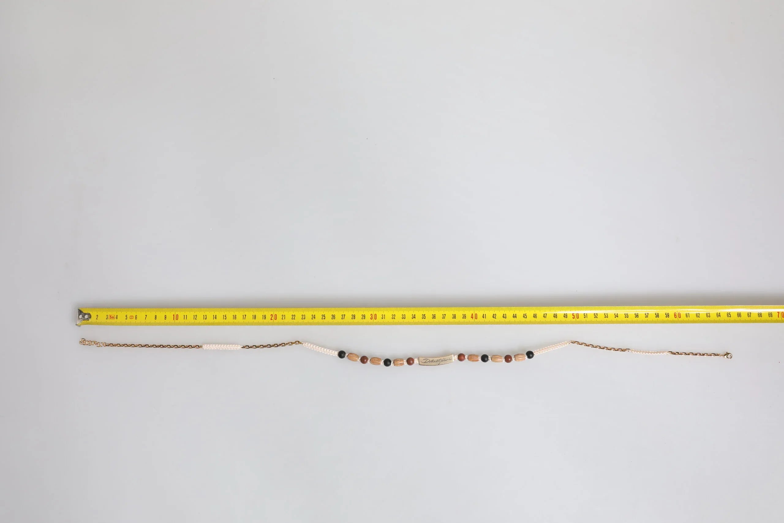 Dolce & Gabbana Black Gold Wooden Beaded Logo Pendant Necklace - Zeiniez