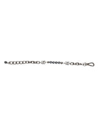 Dolce & Gabbana Silver Tone Chain Lobster Clasp Logo Gray Pearls Bracelet