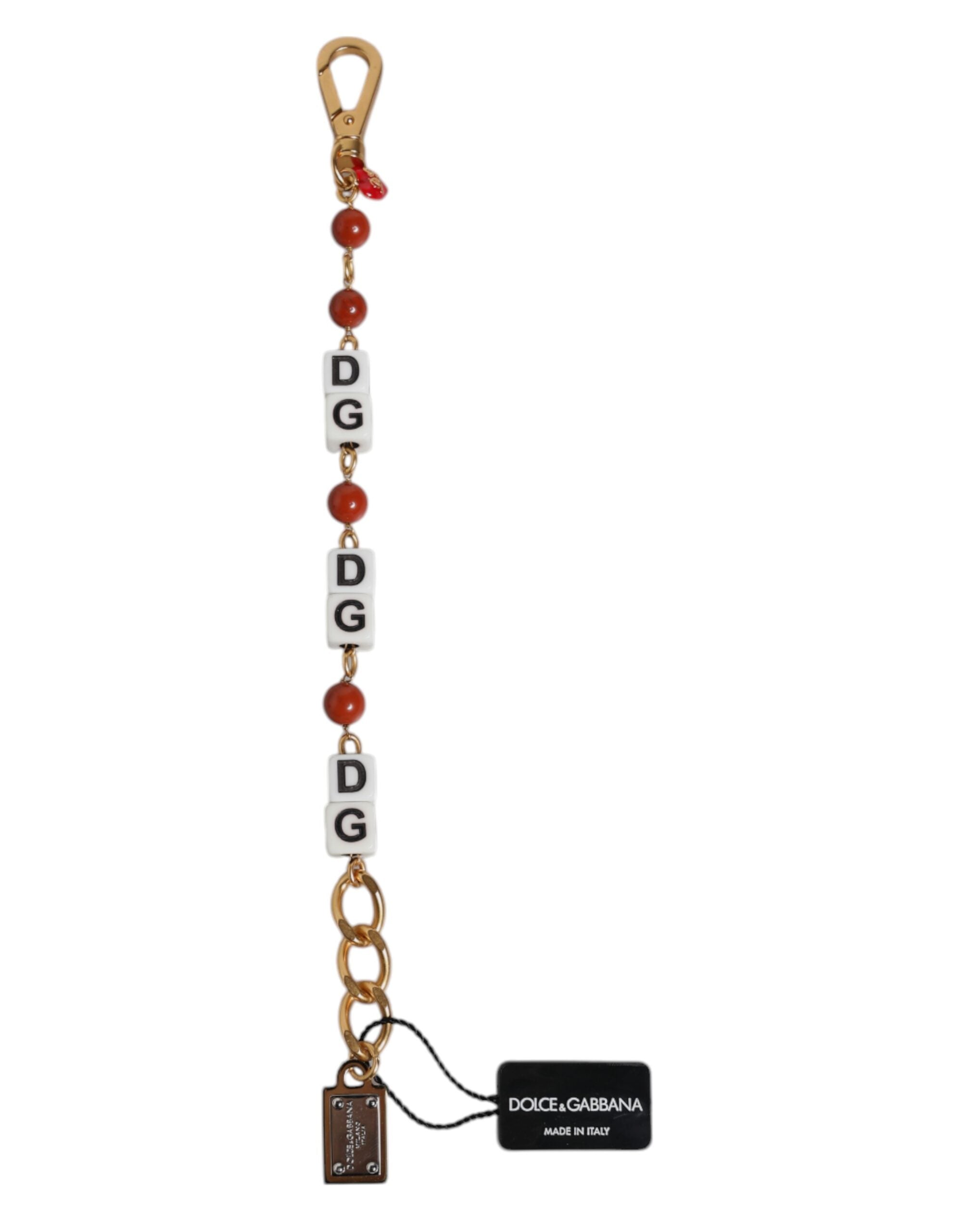 Dolce & Gabbana Multicolor Gold Tone Brass Chain DG Logo Dice Bracelet - Zeiniez