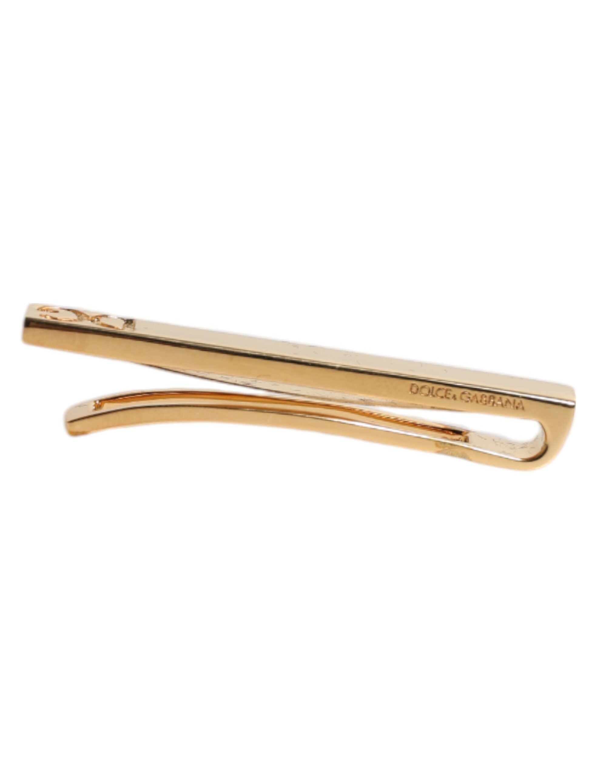 Dolce & Gabbana Gold Tone Brass Logo Branded Tie Clip Bar - Zeiniez