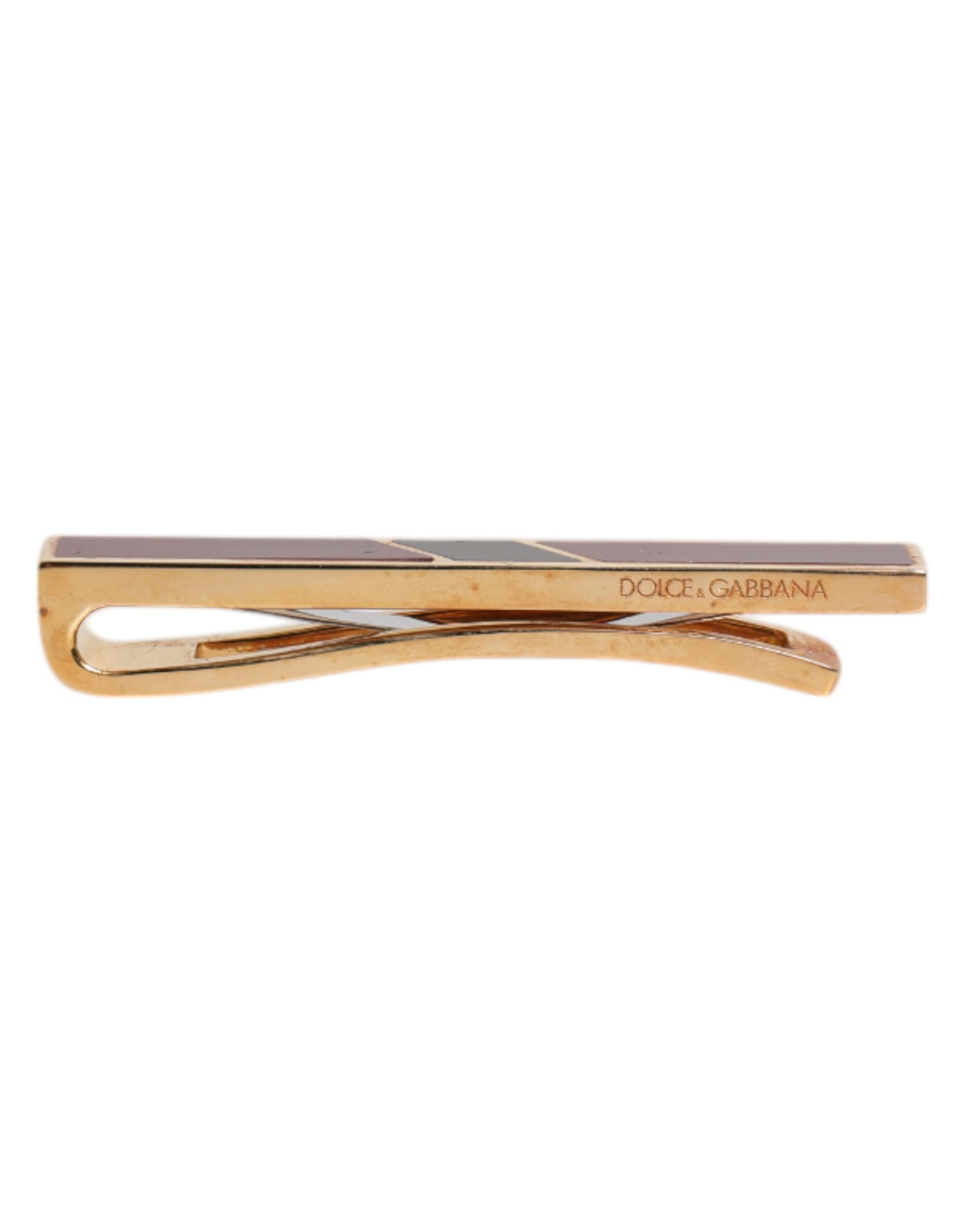 Dolce & Gabbana Multicolor Gold Tone Brass Tie Clip Bar - Zeiniez