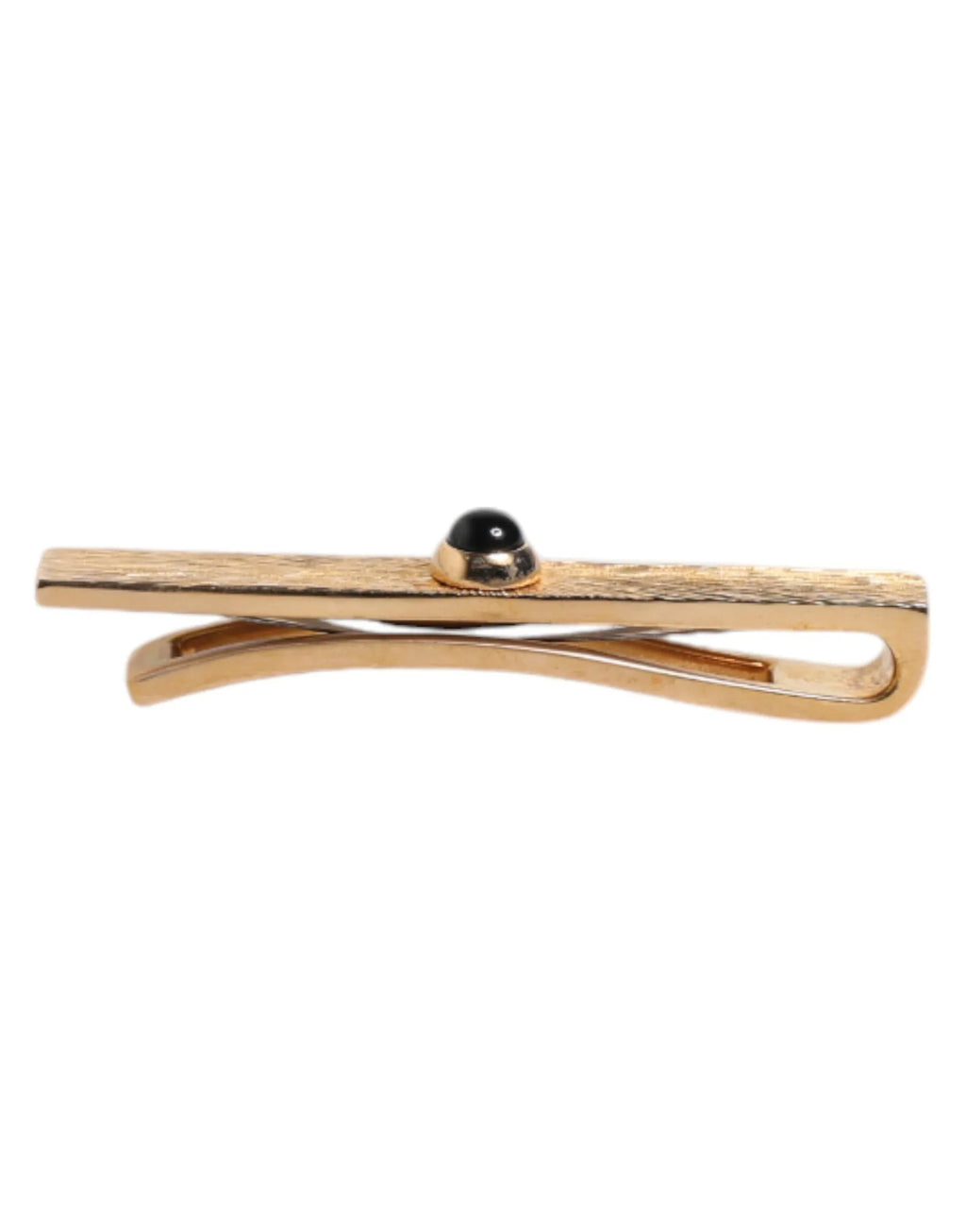 Dolce & Gabbana Black Sapphire Gold Tone Brass Tie Clip Bar - Zeiniez