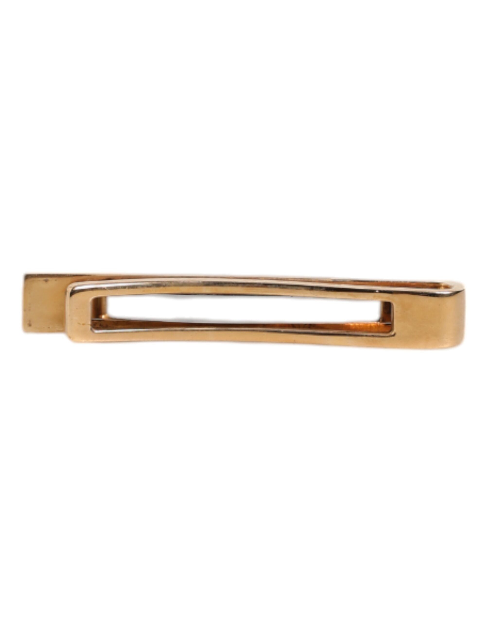 Dolce & Gabbana Black Sapphire Gold Tone Brass Tie Clip Bar - Zeiniez