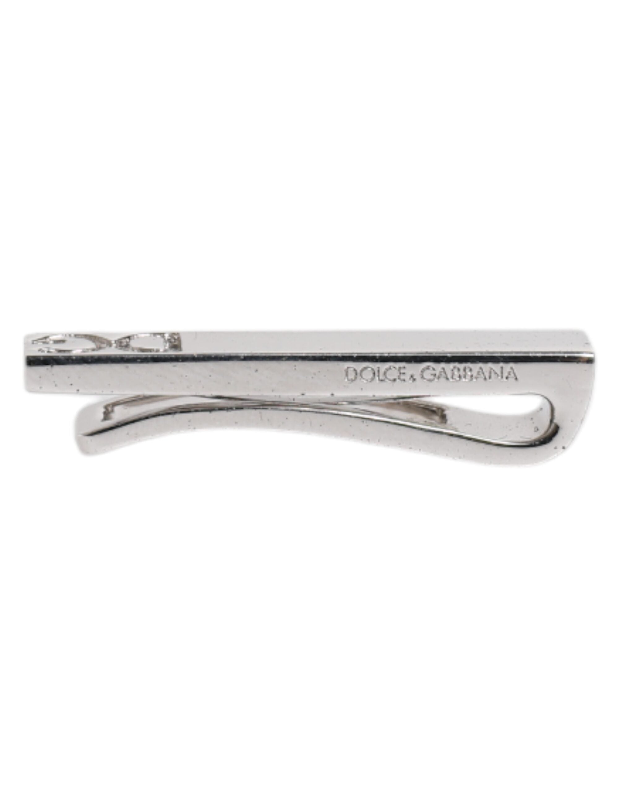 Dolce & Gabbana Silver Tone Brass Logo Branded Tie Clip Bar - Zeiniez