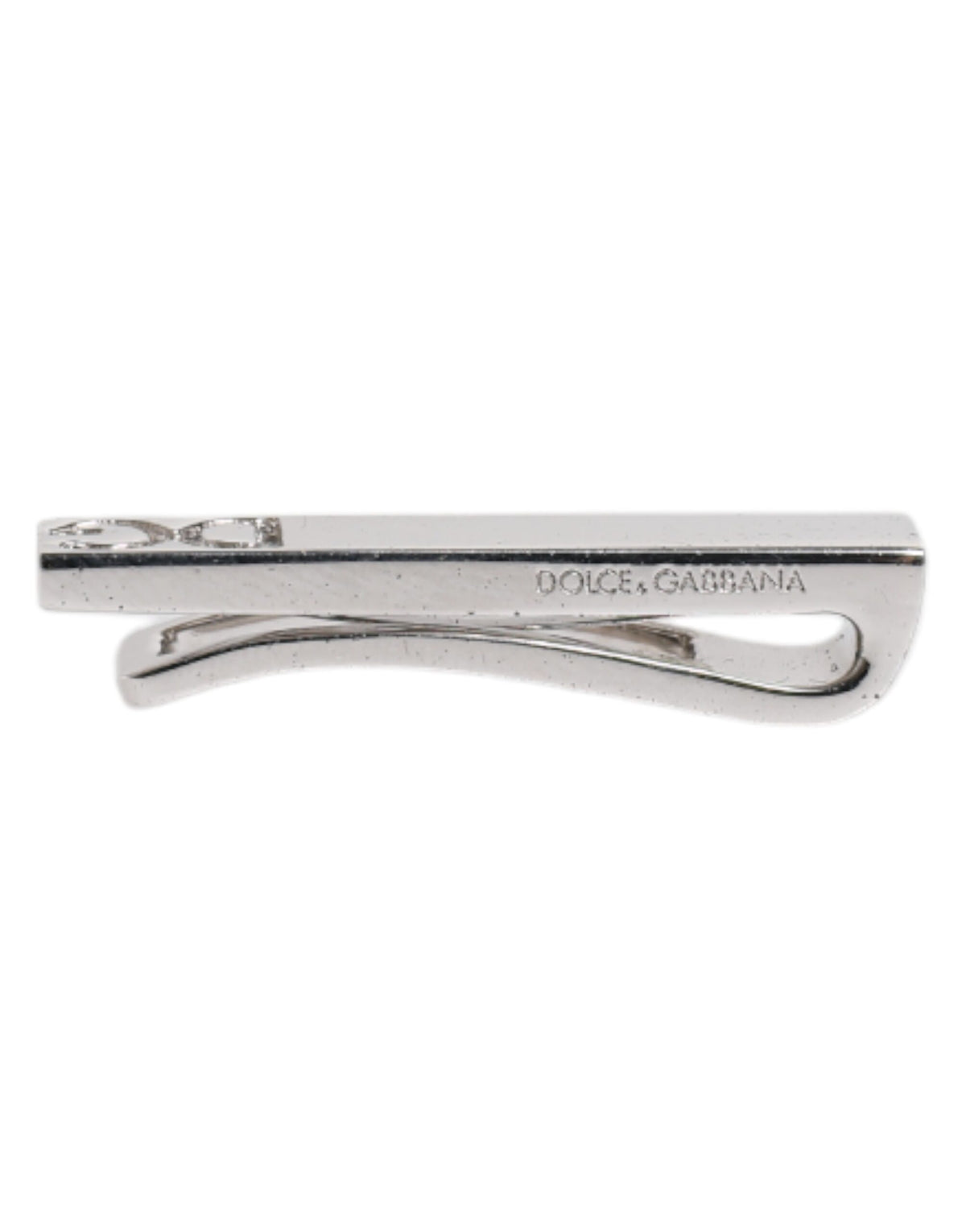 Dolce & Gabbana Silver Tone Brass Logo Branded Tie Clip Bar