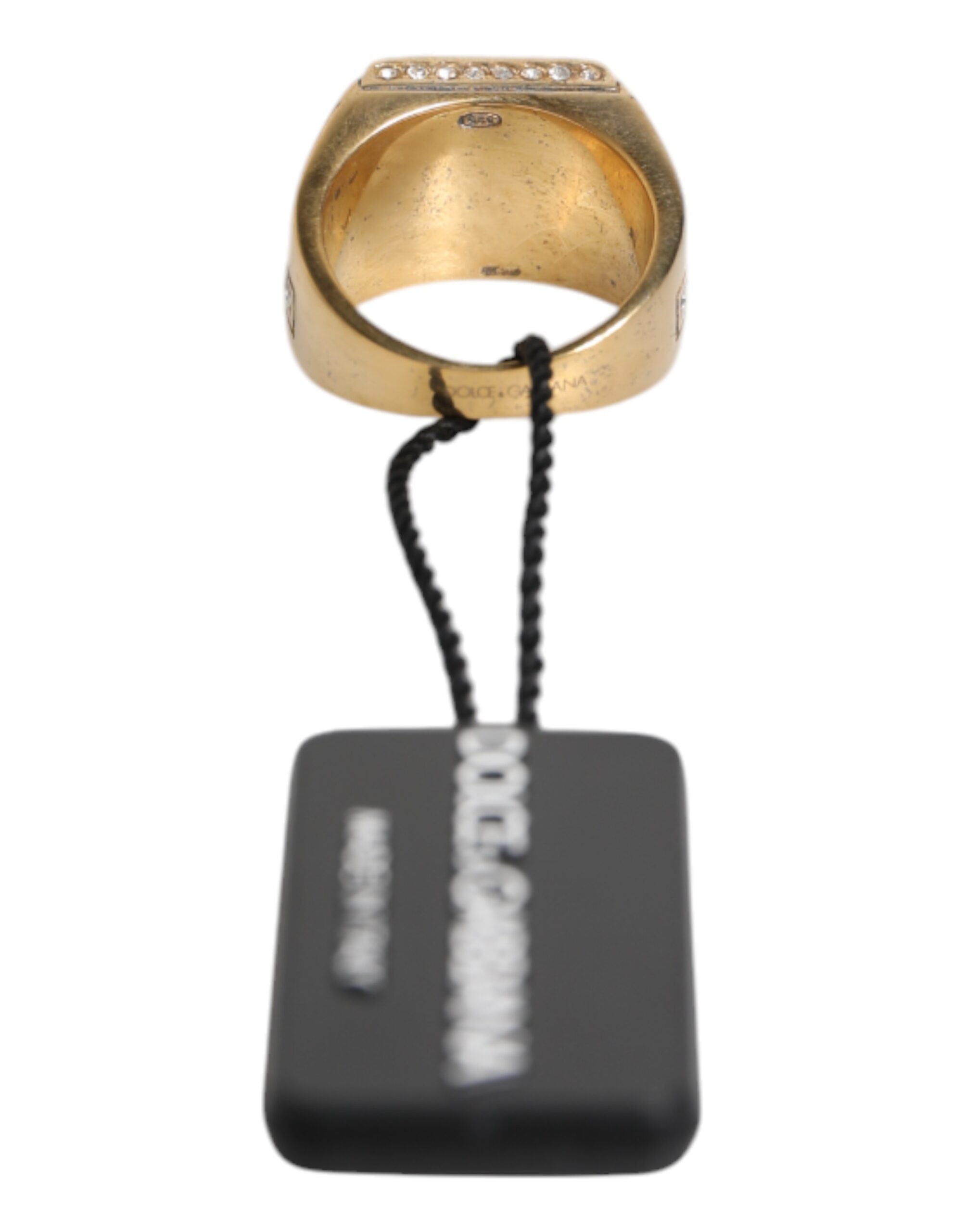 Dolce & Gabbana Gold Tone Sterling Silver 925 Crystals Ring - Zeiniez