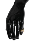 Dolce & Gabbana Gold Tone Sterling Silver 925 Crystals Ring - Zeiniez