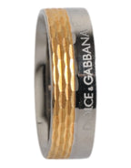 Dolce & Gabbana Gold Silver Tone Real Brass DG Logo Ring - Zeiniez