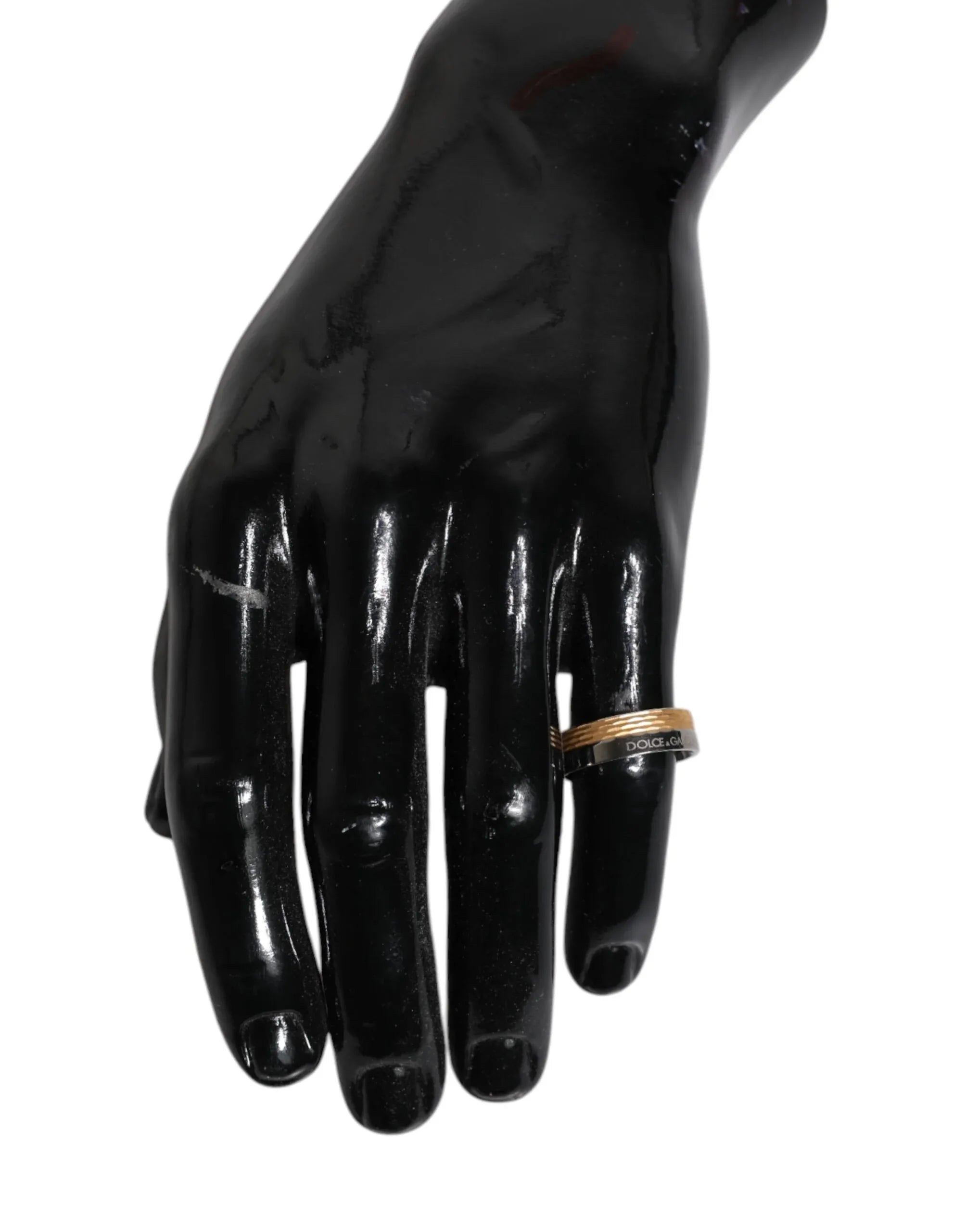 Dolce & Gabbana Gold Silver Tone Real Brass DG Logo Ring - Zeiniez