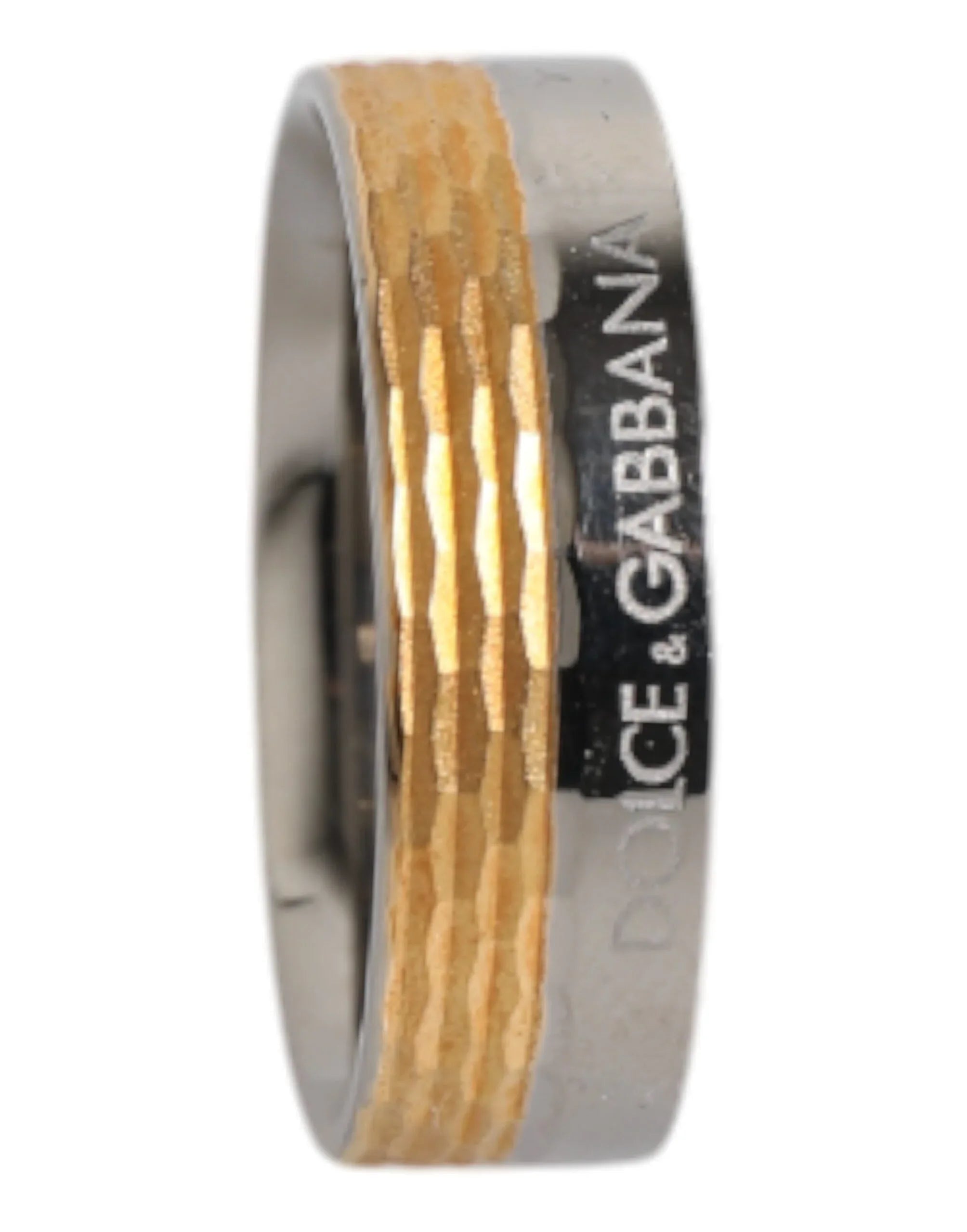 Dolce & Gabbana Gold Silver Tone Real Brass DG Logo Ring - Zeiniez