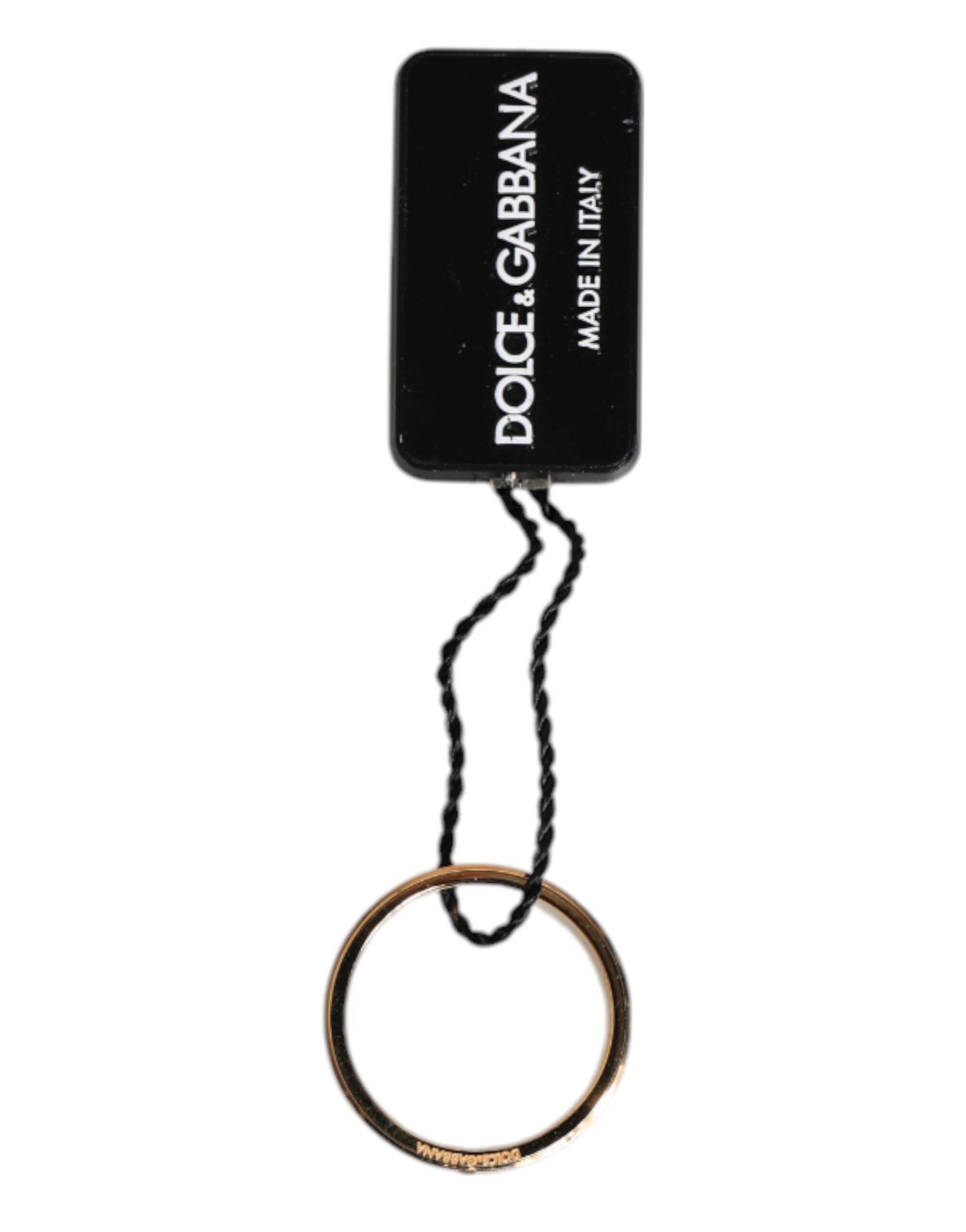 Dolce & Gabbana Gold Tone Brass Red Crystal DG Logo Ring - Zeiniez