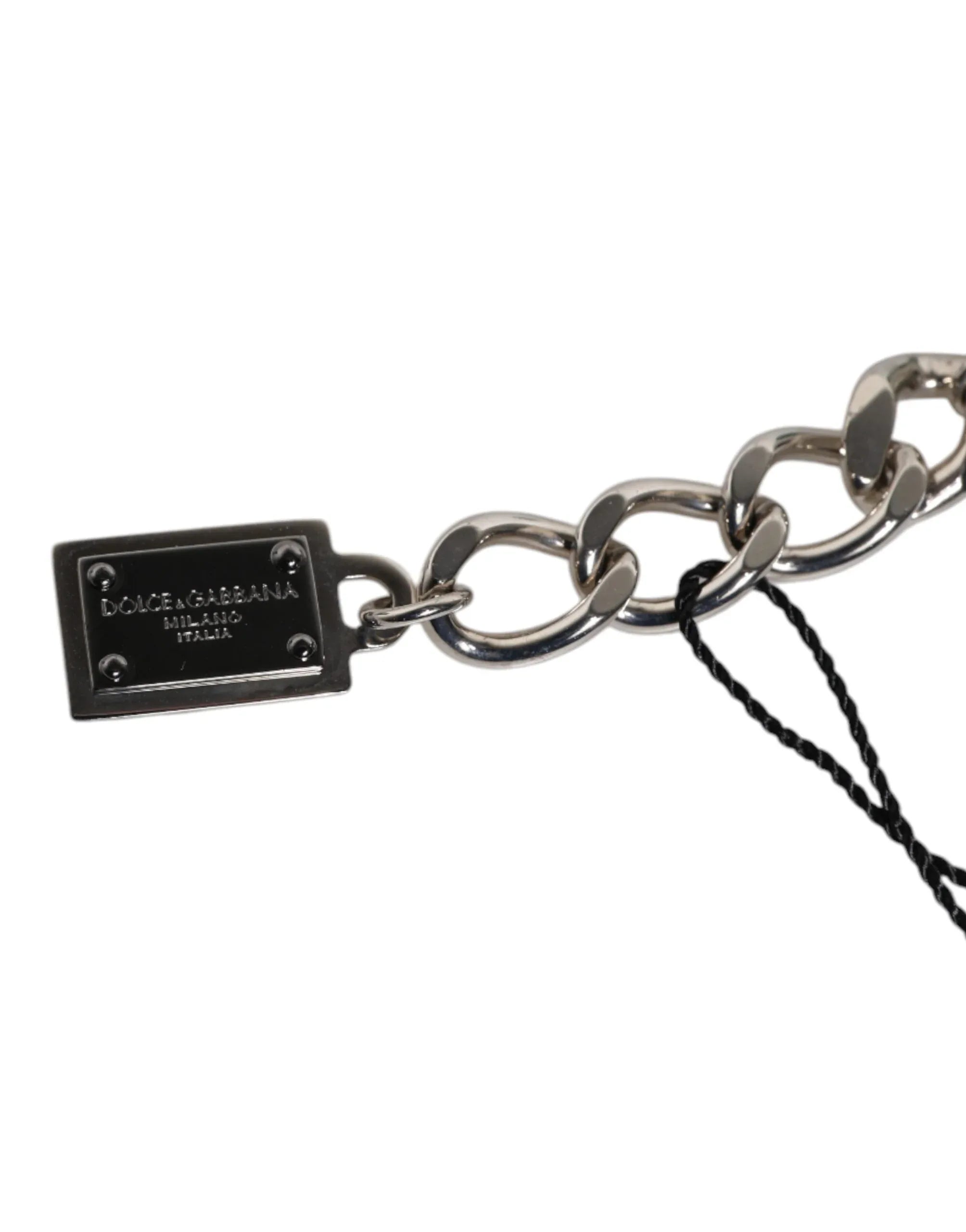 Dolce & Gabbana Silver Tone Brass Bead Dice Logo Embellish Charm Bracelet - Zeiniez