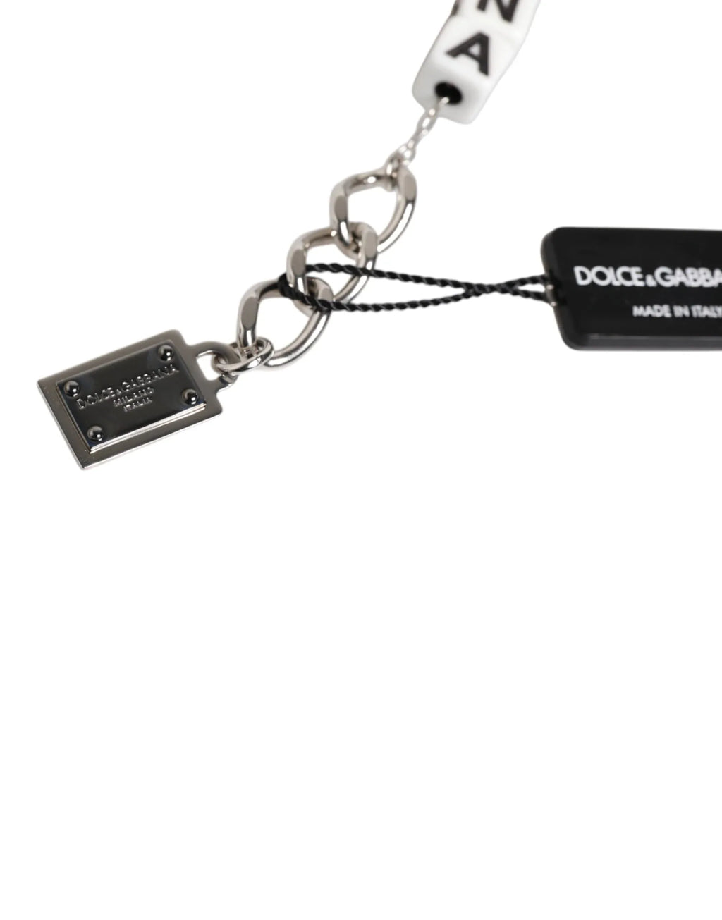 Dolce & Gabbana Silver Brass Chain Dice Logo Embellished Charm Bracelet - Zeiniez