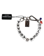 Dolce & Gabbana Silver Brass Chain Dice Logo Embellished Charm Bracelet - Zeiniez