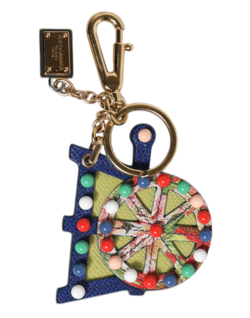 Dolce & Gabbana Multicolor Gold Tone Carretto Keychain Keyring - Zeiniez