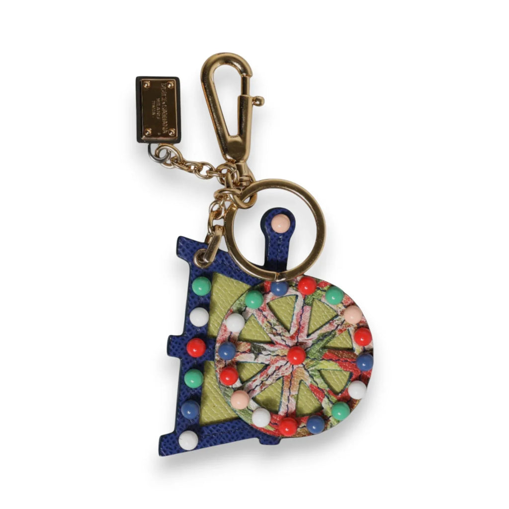 Dolce & Gabbana Multicolor Gold Tone Carretto Keychain Keyring - Zeiniez