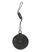 Dolce & Gabbana Green Calfskin Leather Round Logo Hand Mirror Holder - Zeiniez