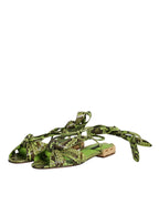 Dolce & Gabbana Green Animal Print Ankle Wrap Sandals Shoes - Zeiniez
