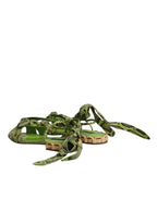 Dolce & Gabbana Green Animal Print Ankle Wrap Sandals Shoes - Zeiniez