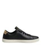 Dolce & Gabbana Black Leather Gold Red Heart Sneakers Shoes - Zeiniez