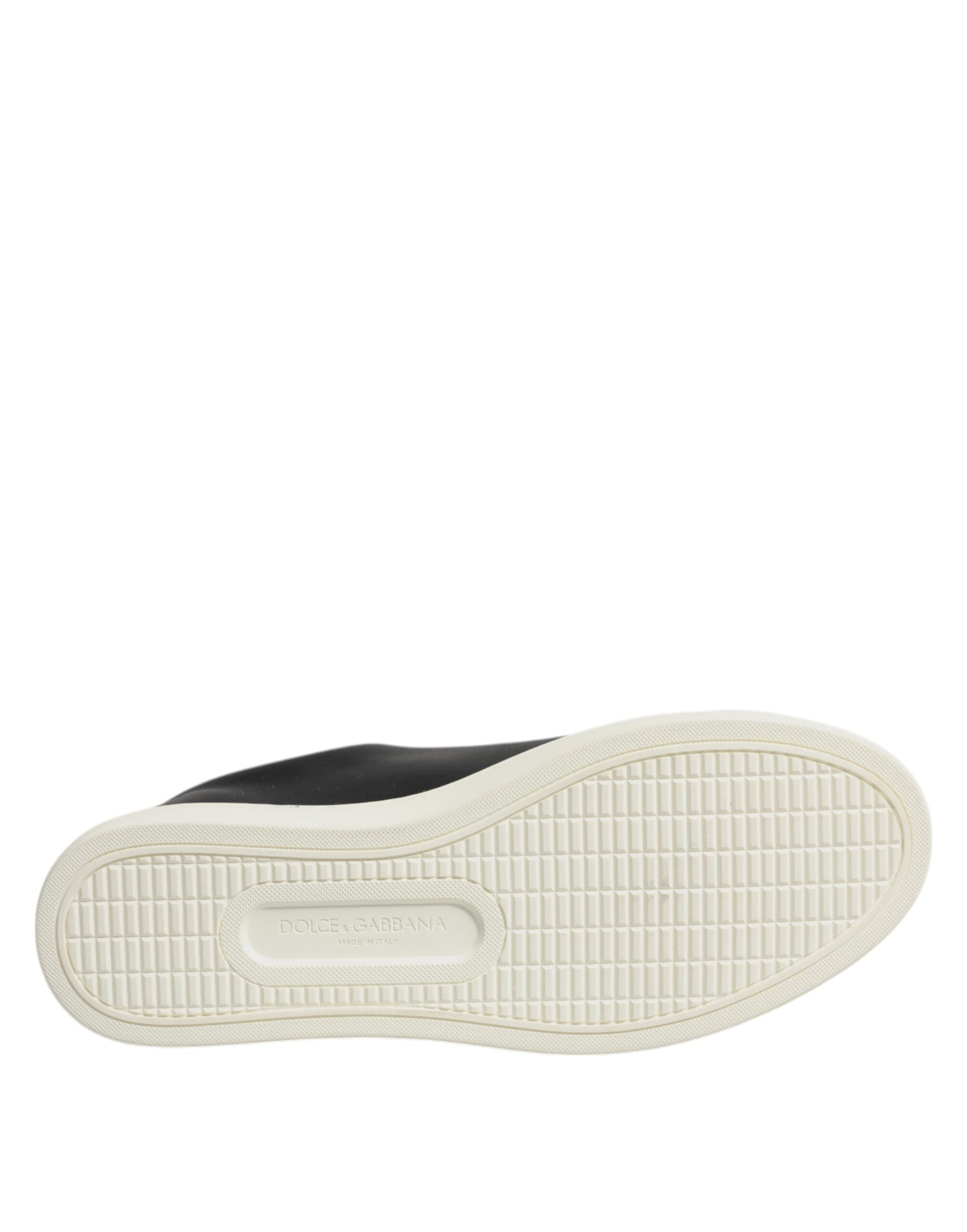 Dolce & Gabbana Black Leather Gold Red Heart Sneakers Shoes - Zeiniez