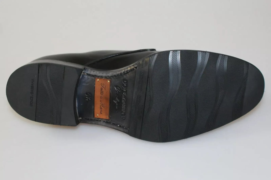 Dolce & Gabbana Black Leather SARTORIA Hand Made Shoes - Zeiniez
