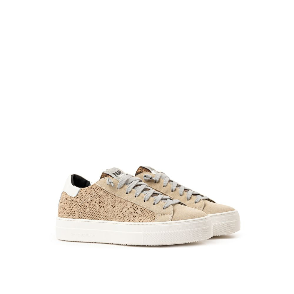 P448 Beige Leather Athletic Sneakers - Zeiniez