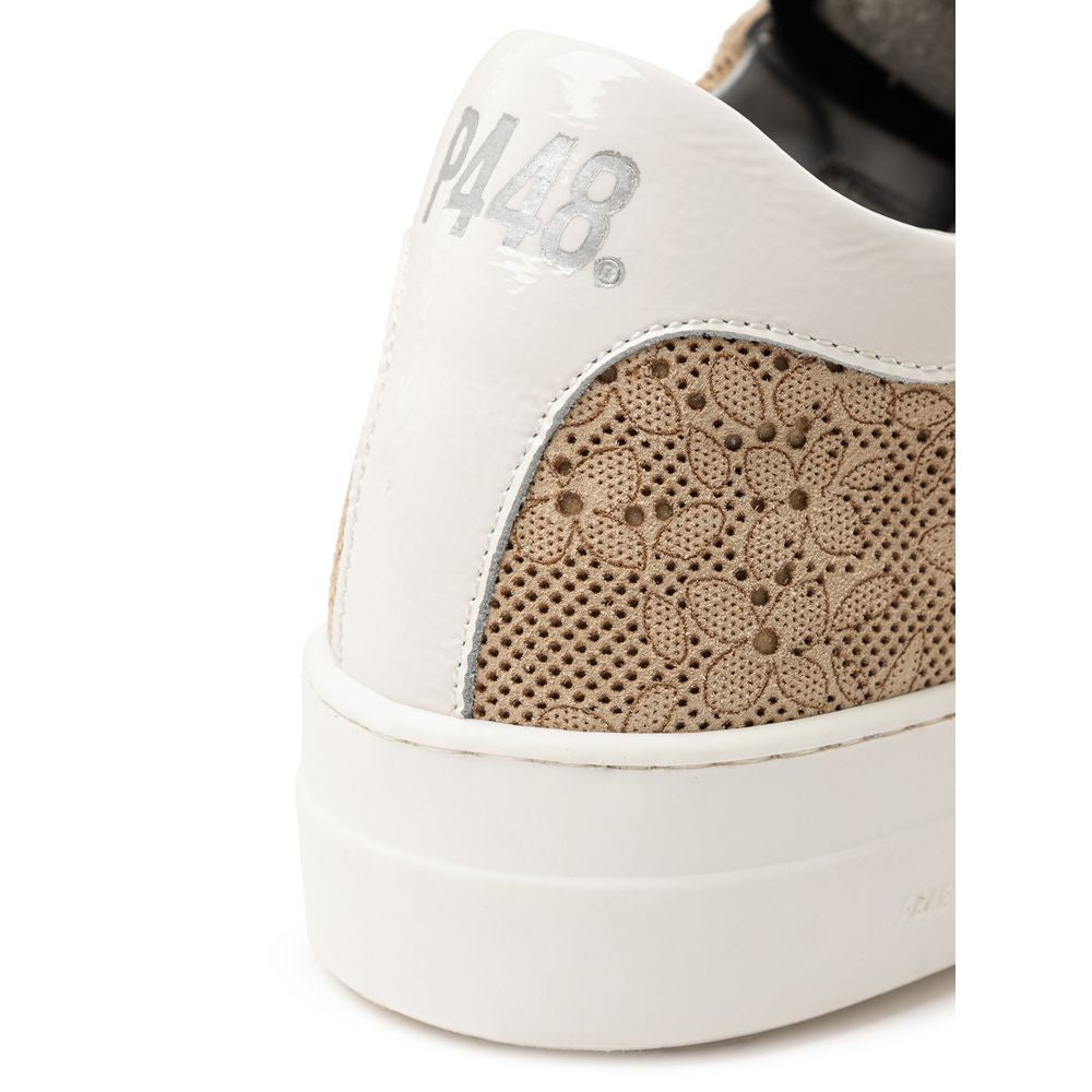 P448 Beige Leather Athletic Sneakers - Zeiniez