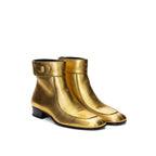 Saint Laurent Gold Leather Ankle Boots - Zeiniez