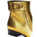 Saint Laurent Gold Leather Ankle Boots - Zeiniez