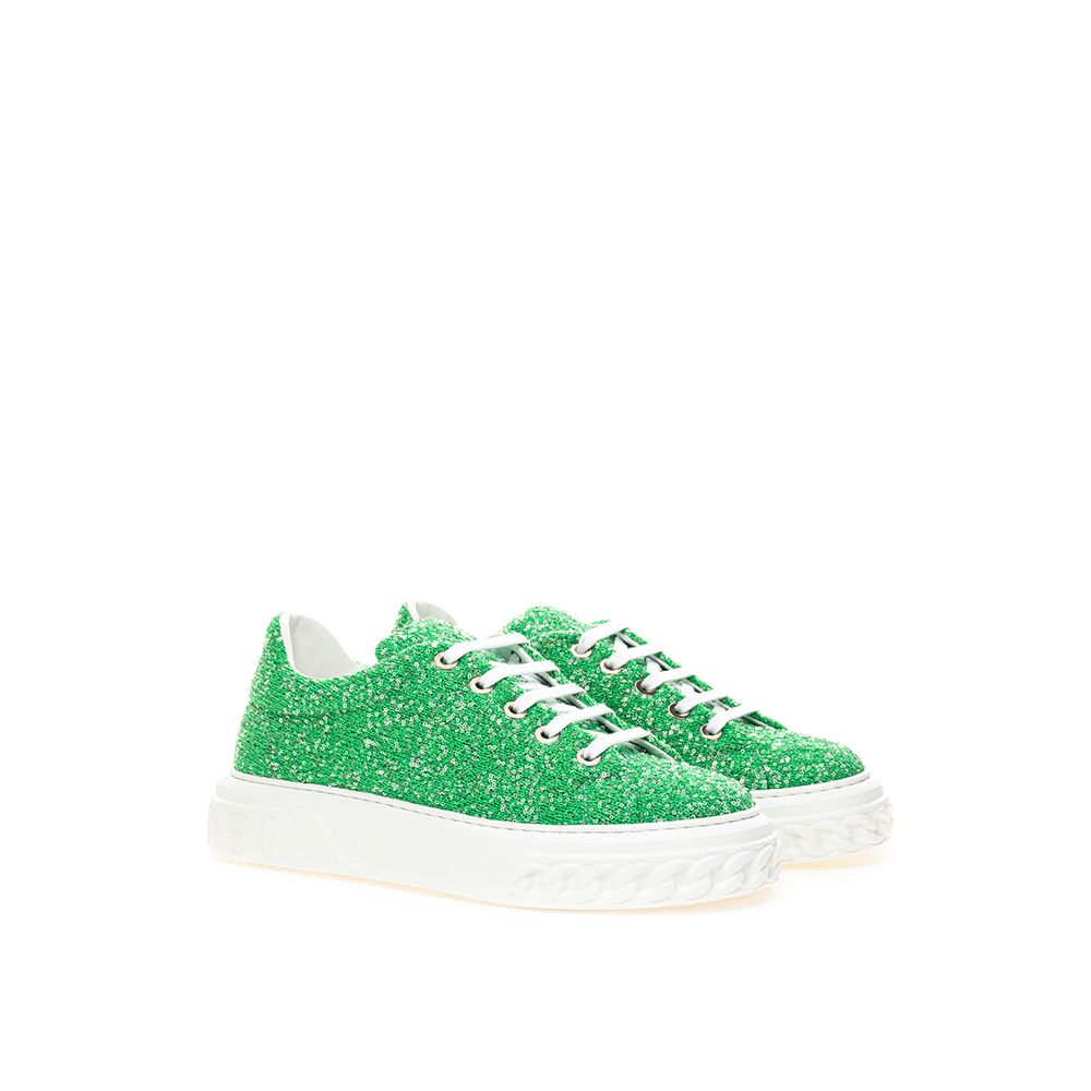 Casadei Green Fabric And Leather Athletic Sneakers - Zeiniez