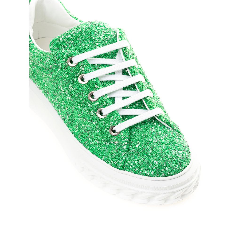 Casadei Green Fabric And Leather Athletic Sneakers - Zeiniez