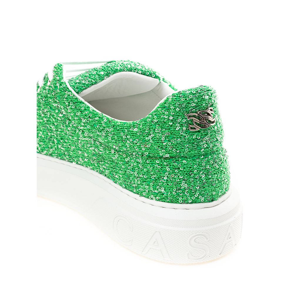 Casadei Green Fabric And Leather Athletic Sneakers - Zeiniez