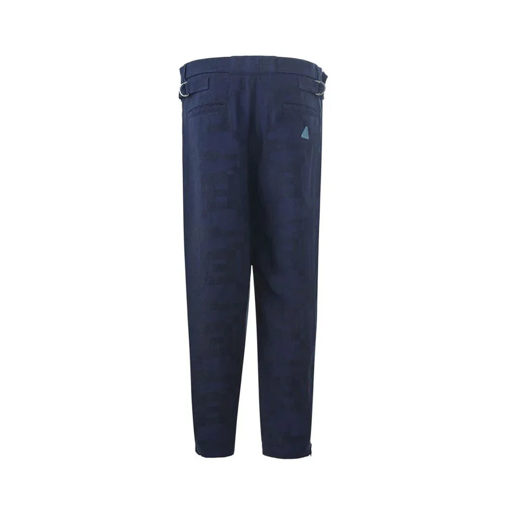 Emporio Armani Blue Linen Casual Pants - Zeiniez