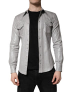 Dolce & Gabbana Metallic Gray Cotton Button Down Shirt - Zeiniez