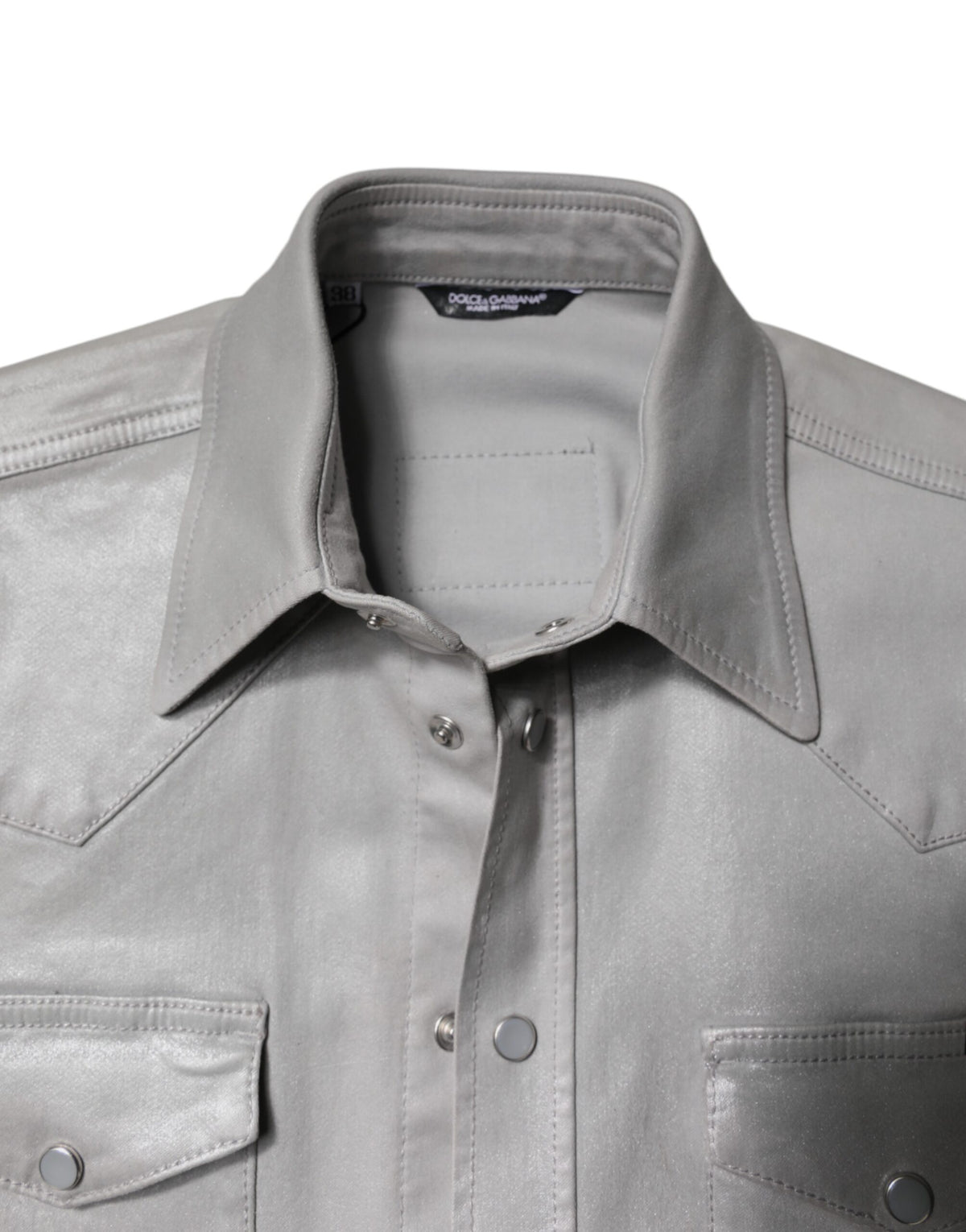 Dolce & Gabbana Metallic Gray Cotton Button Down Shirt