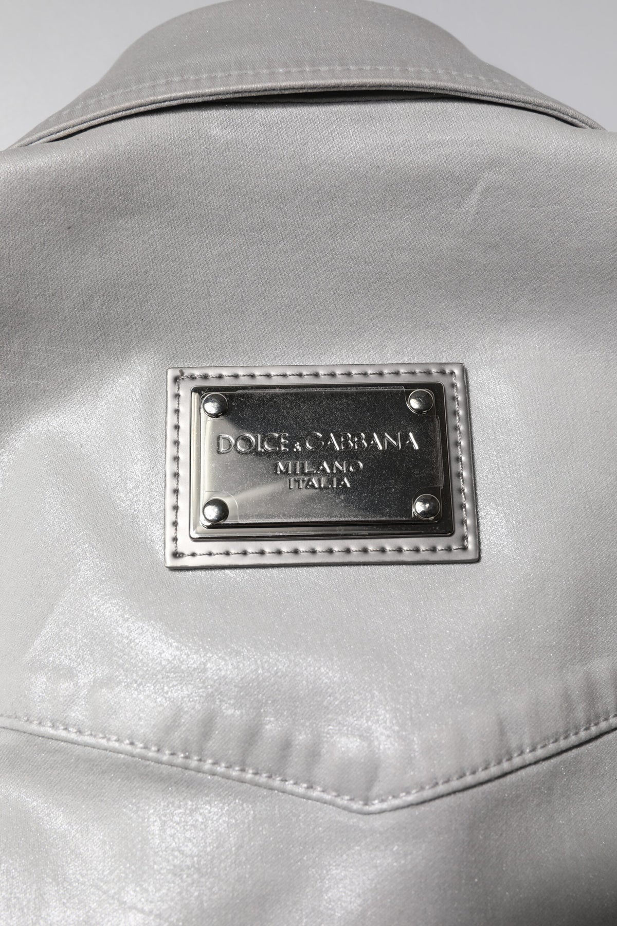 Dolce & Gabbana Metallic Gray Cotton Button Down Shirt