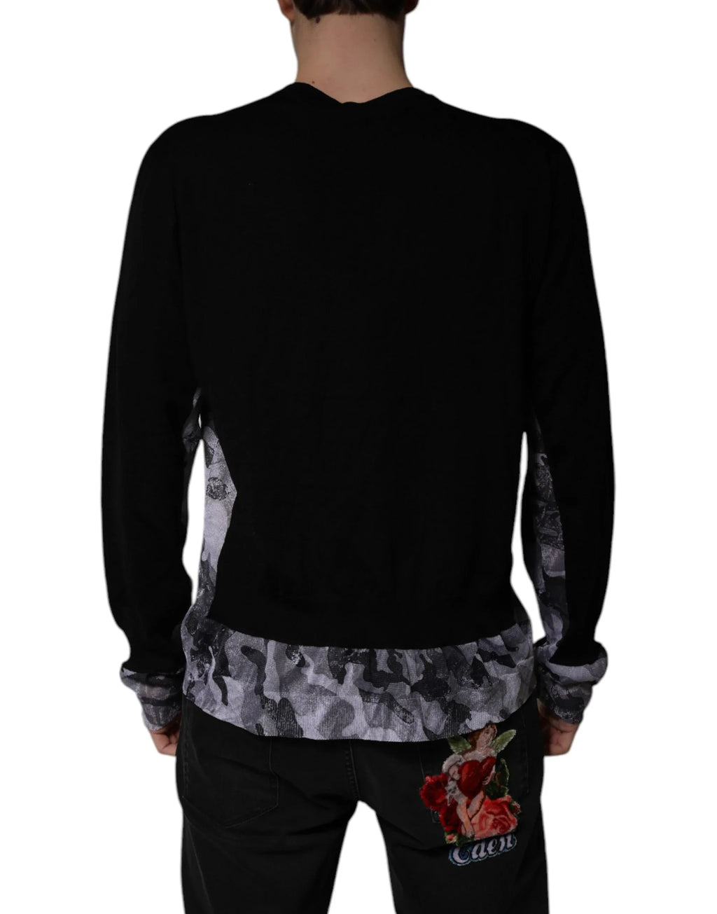 Dolce & Gabbana Black Camouflage V-neck Pullover Sweater - Zeiniez