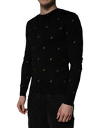 Dolce & Gabbana Black Pineapple Crew Neck Pullover Sweater - Zeiniez