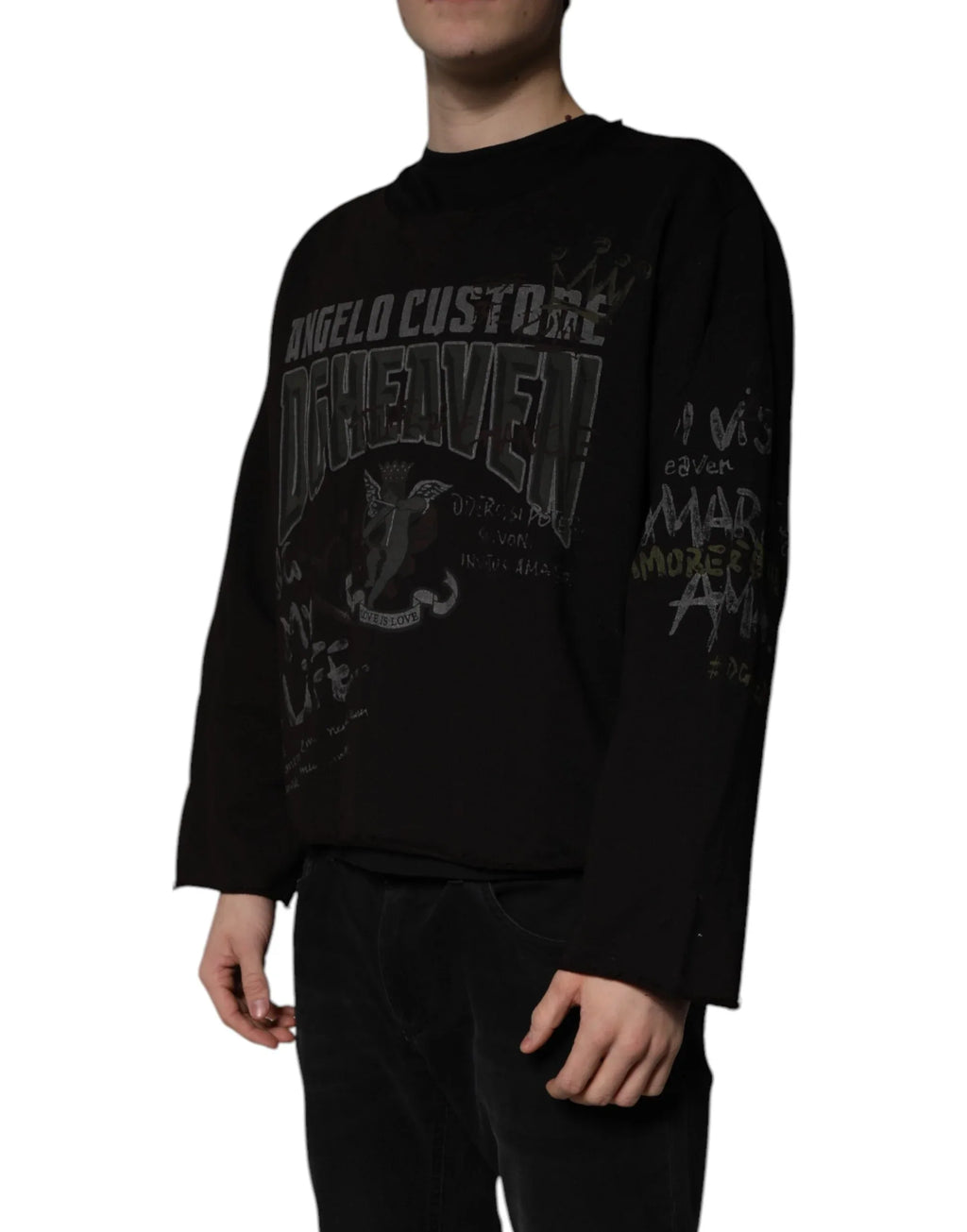 Dolce & Gabbana Black DG Heaven Crew Neck Pullover Sweater - Zeiniez