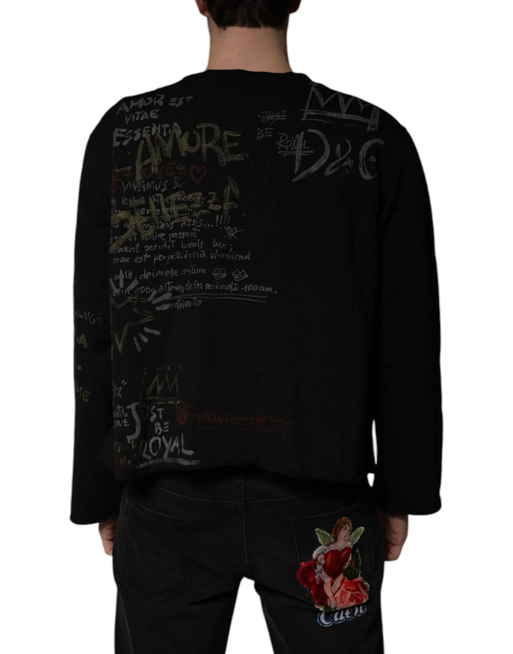 Dolce & Gabbana Black DG Heaven Crew Neck Pullover Sweater - Zeiniez