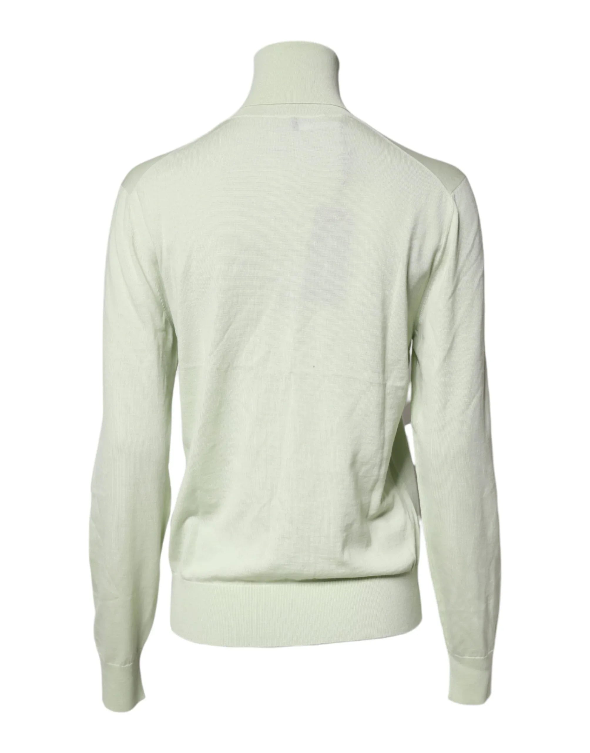 Dolce & Gabbana Light Green Wool Turtleneck Pullover Sweater - Zeiniez