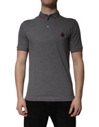 Dolce & Gabbana Gray Cotton Crown Collared Polo T-shirt - Zeiniez