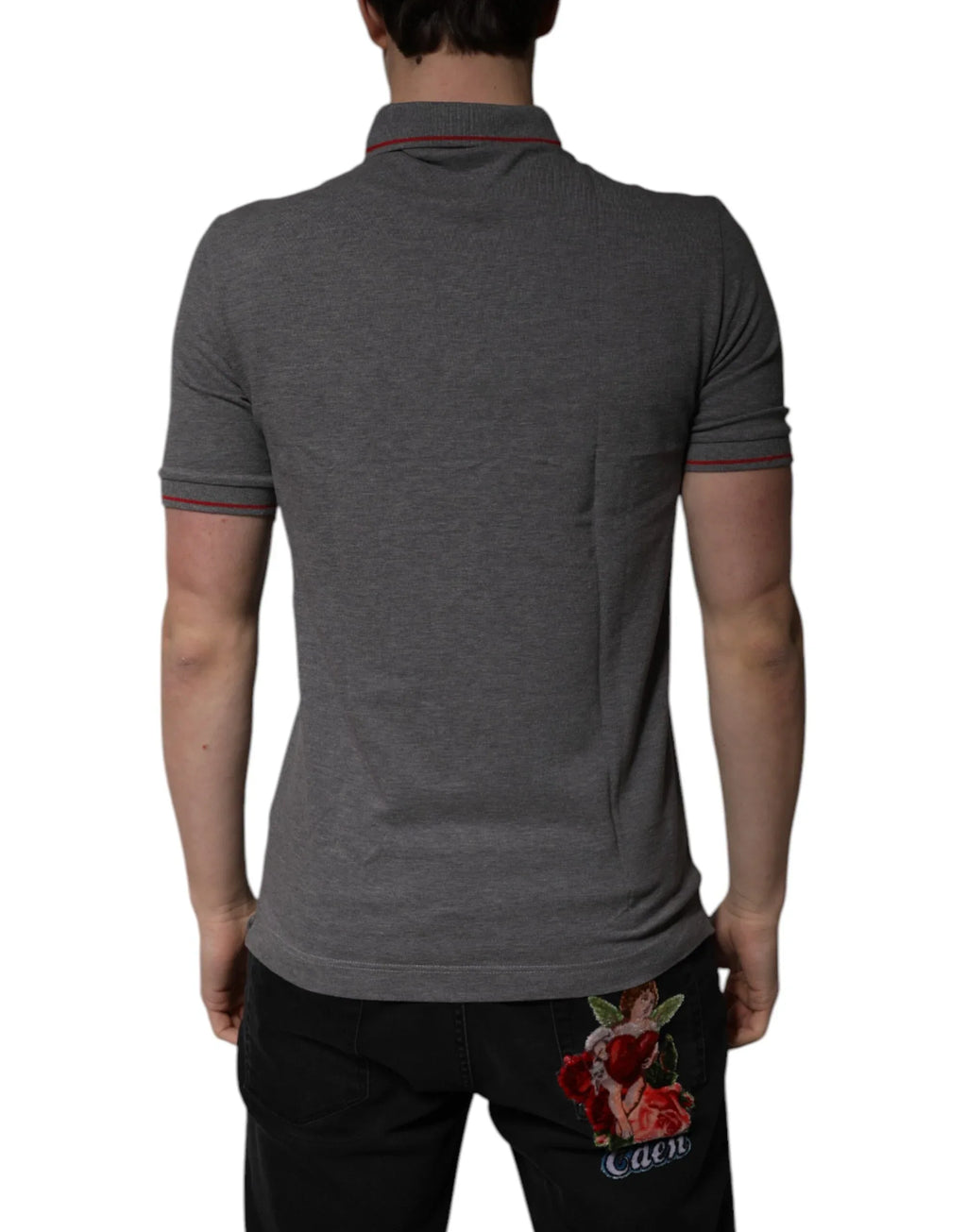 Dolce & Gabbana Gray Cotton Crown Collared Polo T-shirt - Zeiniez