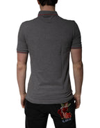 Dolce & Gabbana Gray Cotton Crown Collared Polo T-shirt