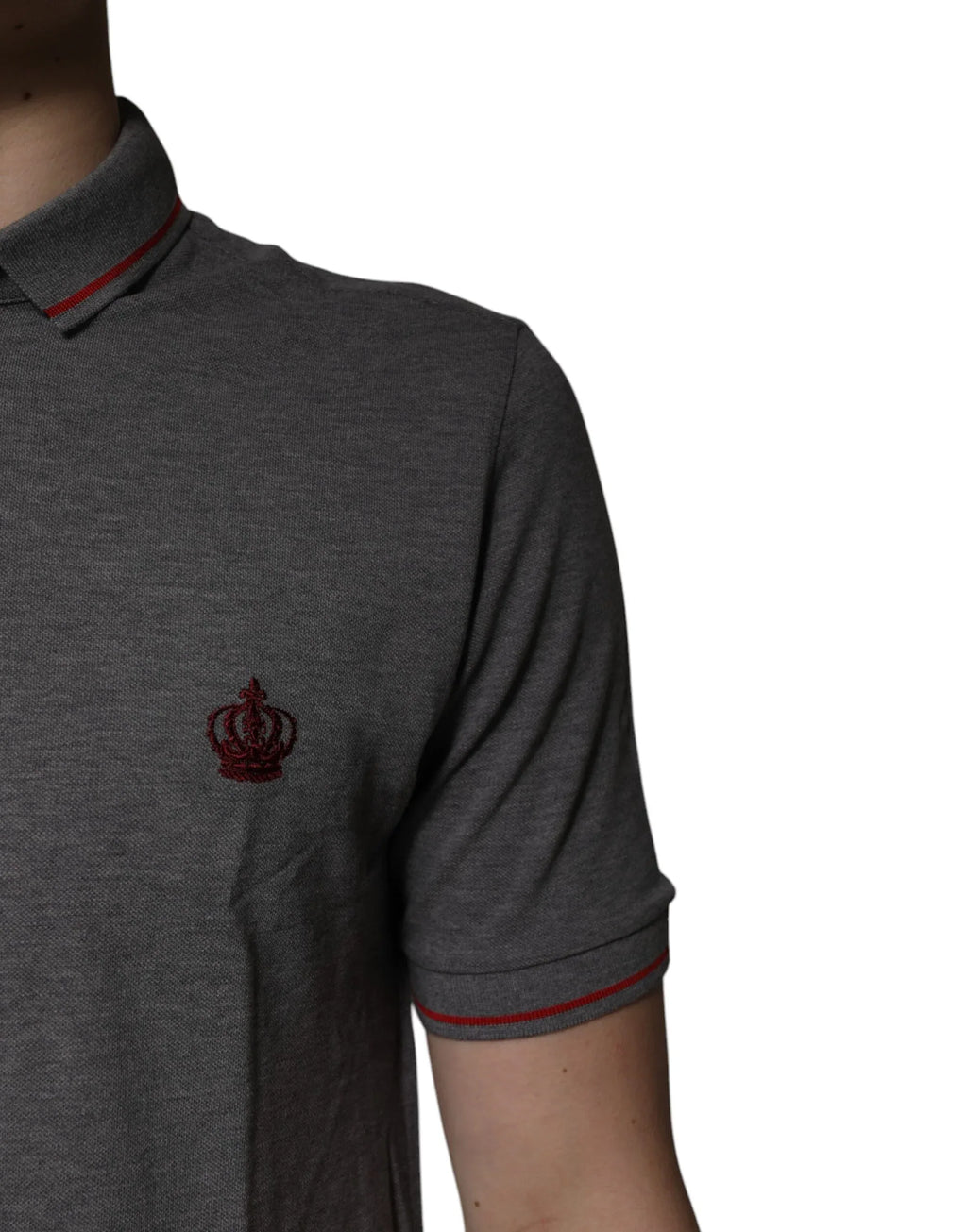 Dolce & Gabbana Gray Cotton Crown Collared Polo T-shirt - Zeiniez